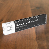 カスタムロゴエレガントミニマル白黒アクリル デスクネームプレート (側面)