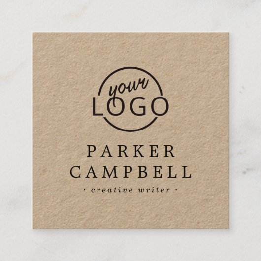 カスタムロゴエレガントミニマルKraft紙 スクエア名刺 (正面)