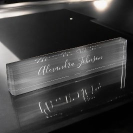 カスタムロゴエレガント白黒デスク デスクネームプレート