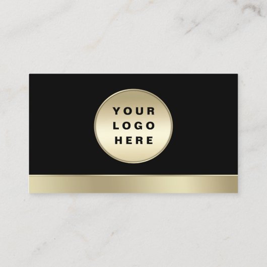 カスタムロゴエレガント黒金ゴールド写真 名刺 (裏面)