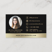 カスタムロゴエレガント黒金ゴールド写真 名刺 (正面)