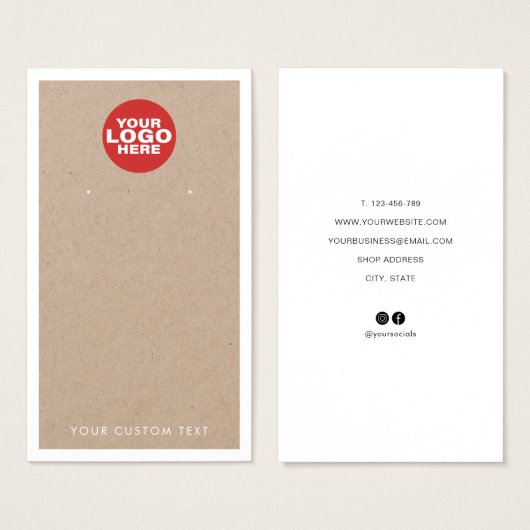 カスタムロゴクラフトイヤリングジュエリー表示カード (正面&裏面)