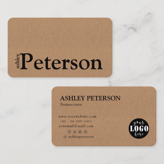 カスタムロゴクラフト紙手作り名刺 名刺 (正面/裏面)