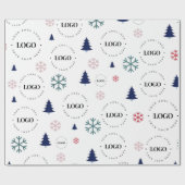 カスタムロゴクリスマスツリーギフトスノーフレーク ラッピングペーパー (フラット)