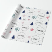 カスタムロゴクリスマスツリーギフトスノーフレーク ラッピングペーパー (アンロールド)
