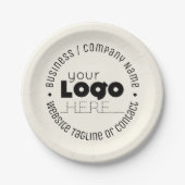 カスタムロゴクレストベージュ色アイボリー9"紙パーティープレート ペーパープレート (正面)