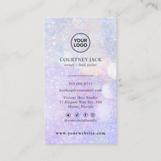  カスタムロゴグリッター《写真》ぼけ味モダンHolographic Busi 名刺 (裏面)