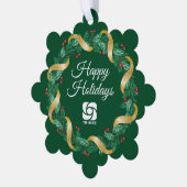 カスタムロゴグリーンクリスマスリース オーナメントカード (左)