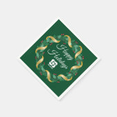 カスタムロゴグリーンクリスマスリース スタンダードカクテルナプキン (角)