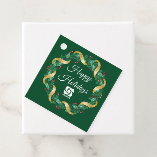 カスタムロゴグリーンクリスマスリース フェイバータグ (インサイチュ)