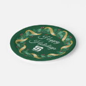 カスタムロゴグリーンクリスマスリース ペーパープレート (アングル)