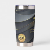 カスタムロゴグレー金ゴールド事業 保温保冷タンブラー (正面)