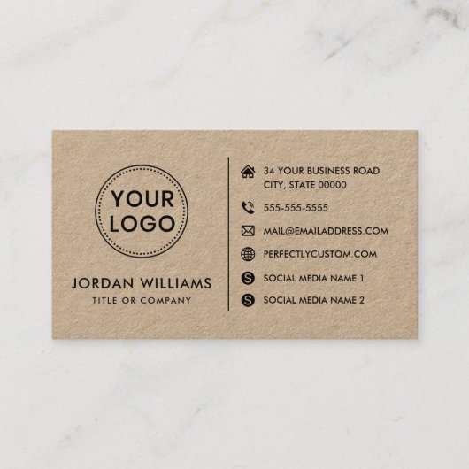 カスタムロゴサイトソーシャルメディアKraft紙 名刺 (正面)