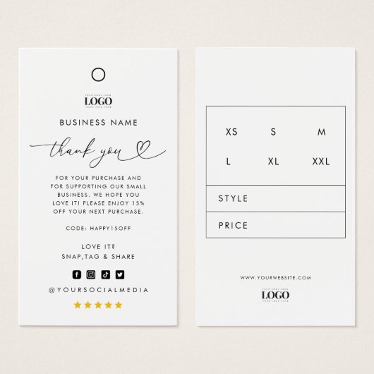 カスタムロゴサンキュービジネスウェアつるラベル (正面&裏面)