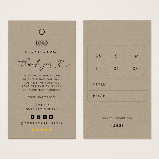 カスタムロゴサンキュービジネスウェアつるラベル (正面&裏面)