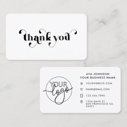 カスタムロゴサンキューレトロはっきりしたタイポグラフィ 名刺 (正面/裏面)