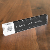 カスタムロゴシンプル基本名Lastname白黒 デスクネームプレート (側面)