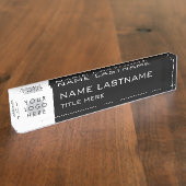 カスタムロゴシンプル基本白黒タイトル デスクネームプレート (側面)