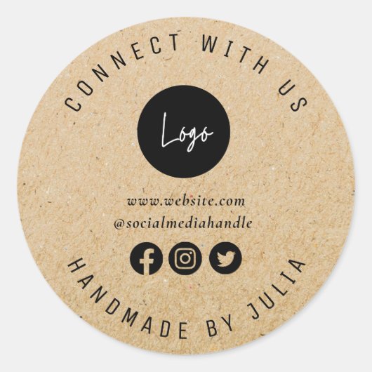 カスタムロゴソーシャルメディア ラウンドシール (正面)