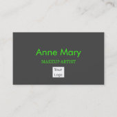 カスタムロゴネオングリーンメイクアップアーティストサロングレー 名刺 (正面)