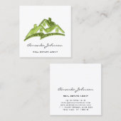 カスタムロゴハウス実在エステートエージェントグリーンホワイト スクエア名刺 (正面/裏面)