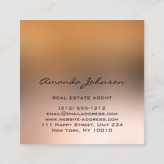 カスタムロゴハウス実在エステートエージェントホームエレガント スクエア名刺 (裏面)