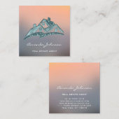 カスタムロゴハウス実在エステートエージェントホームグレーティール（緑がかった色） スクエア名刺 (正面/裏面)