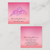 カスタムロゴハウス実在エステートエージェントホームピンクグラム スクエア名刺 (正面/裏面)