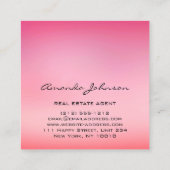 カスタムロゴハウス実在エステートエージェントホームピンクグラム スクエア名刺 (裏面)