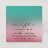 カスタムロゴハウス実在エステートエージェントホームピンクティール（緑がかった色） スクエア名刺 (裏面)