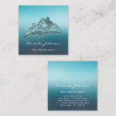 カスタムロゴハウス実在エステートエージェントホームブルーグラム スクエア名刺 (正面/裏面)