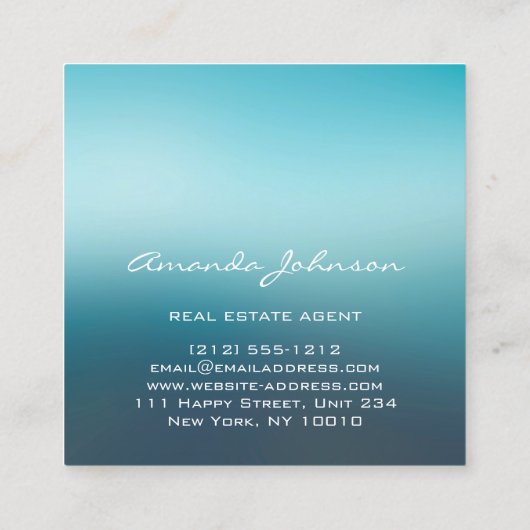 カスタムロゴハウス実在エステートエージェントホームブルーグラム スクエア名刺 (裏面)