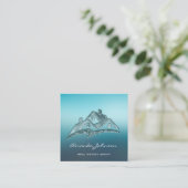 カスタムロゴハウス実在エステートエージェントホームブルーグラム スクエア名刺 (スタンド正面)