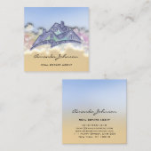 カスタムロゴハウス実在エステートエージェントホームブルーVIP スクエア名刺 (正面/裏面)