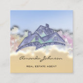 カスタムロゴハウス実在エステートエージェントホームブルーVIP スクエア名刺 (正面)