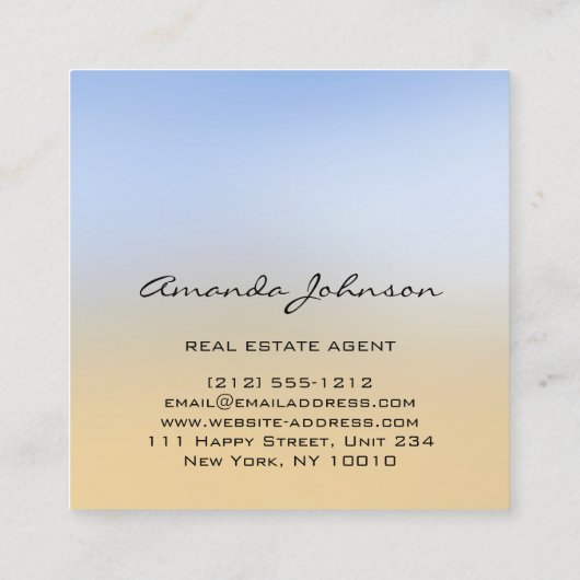 カスタムロゴハウス実在エステートエージェントホームブルーVIP スクエア名刺 (裏面)