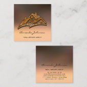 カスタムロゴハウス実在エステートエージェントホームブロンズ スクエア名刺 (正面/裏面)