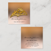 カスタムロゴハウス実在エステートエージェントホーム金ゴールド スクエア名刺 (正面/裏面)
