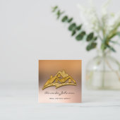 カスタムロゴハウス実在エステートエージェントホーム金ゴールド スクエア名刺 (スタンド正面)