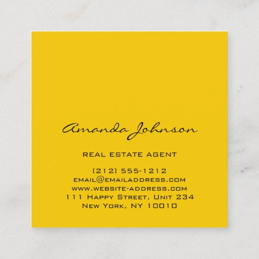 カスタムロゴハウス実在エステートエージェントBlue Yellow スクエア名刺 (裏面)