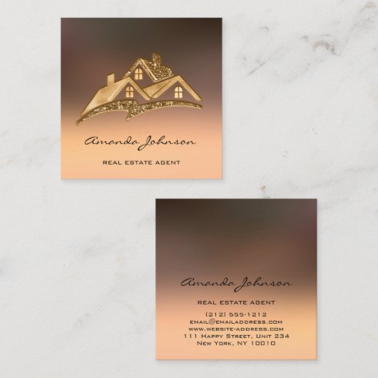 カスタムロゴハウス実在エステートホームバラVIP スクエア名刺 (正面/裏面)