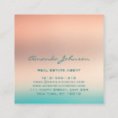 カスタムロゴハウス実在エステート代理ホームティール（緑がかった色）バラ スクエア名刺 (裏面)