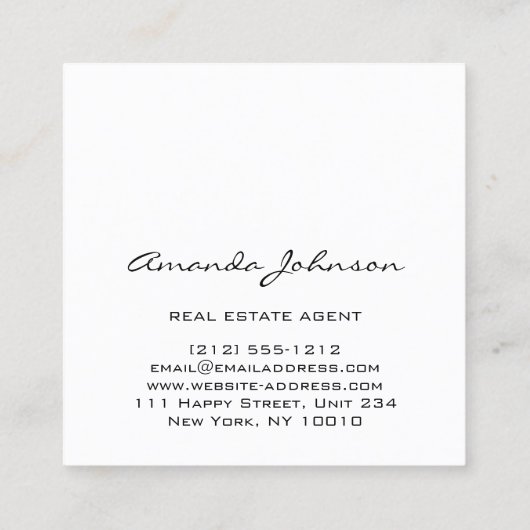 カスタムロゴハウス実在エステート代理金ゴールドブラック スクエア名刺 (裏面)