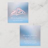 カスタムロゴハウス実在エステートAgentホームピンクブルー スクエア名刺 (正面/裏面)