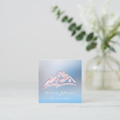 カスタムロゴハウス実在エステートAgentホームピンクブルー スクエア名刺 (スタンド正面)