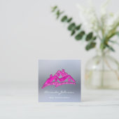 カスタムロゴハウス実在エステートAgentホームピンク スクエア名刺 (スタンド正面)