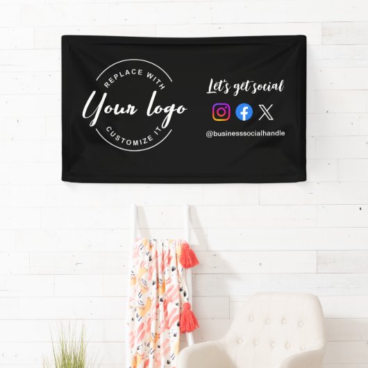 カスタムロゴバナー　ソーシャルメディアウェブサイトを始めましょう 横断幕 (インサイチュ)