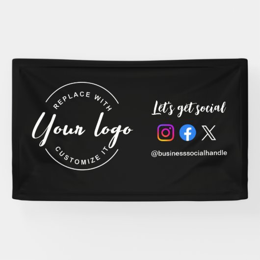 カスタムロゴバナー　ソーシャルメディアウェブサイトを始めましょう 横断幕 (横)