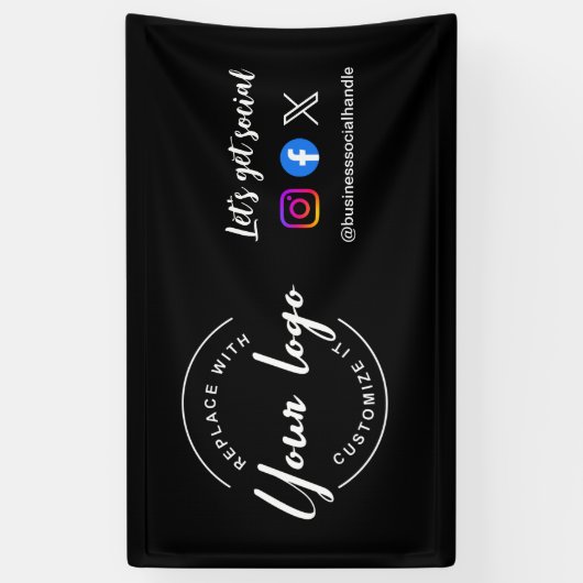 カスタムロゴバナー　ソーシャルメディアウェブサイトを始めましょう 横断幕 (縦)