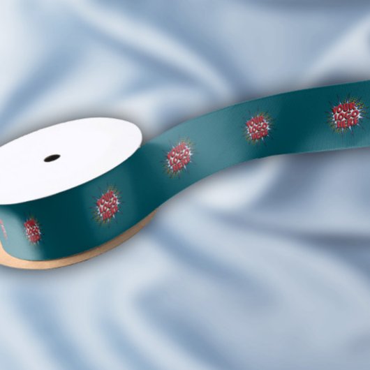 カスタムロゴパターンティール（緑がかった色）プロモーション1.5インチ サテンリボン